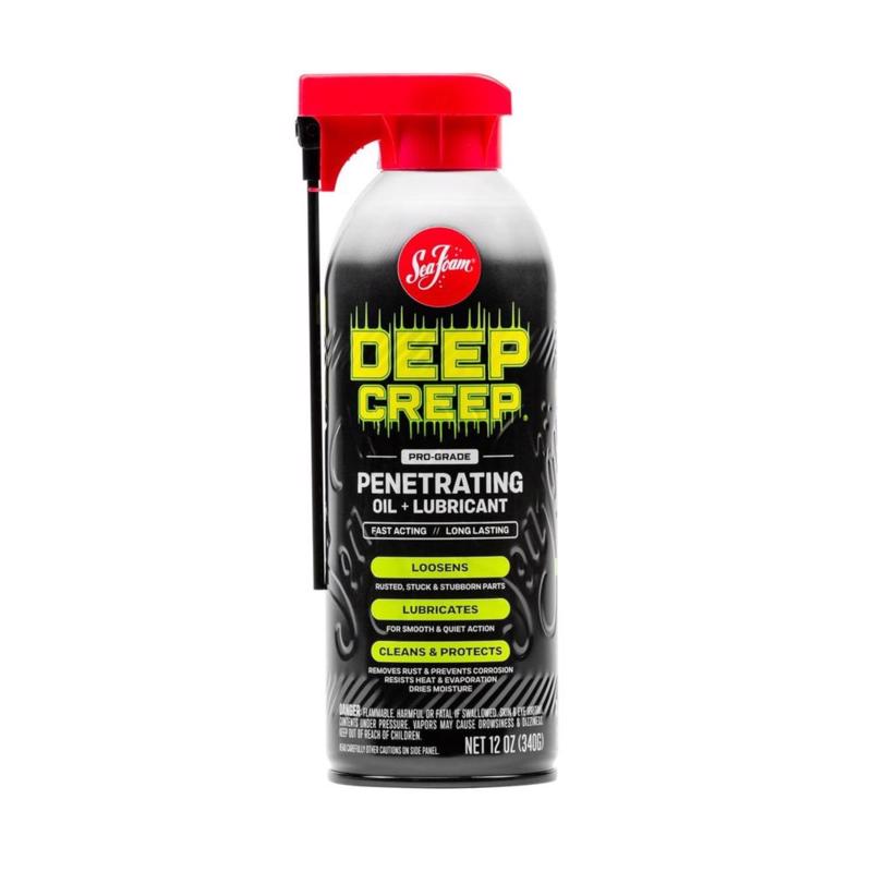 Emery Jensen Deep Creep Lubricant penetrating oil in a 12oz container, designed for lubrication and rust removal.