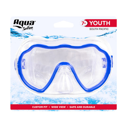 Youth swim mask from Emery Jensen, a personal swim aid designed for young swimmers, featuring adjustable straps and a clear lens.
