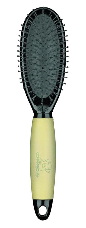 Medium black pet grooming pin brush by Emery Jensen, ideal for detangling and brushing small to medium pets.