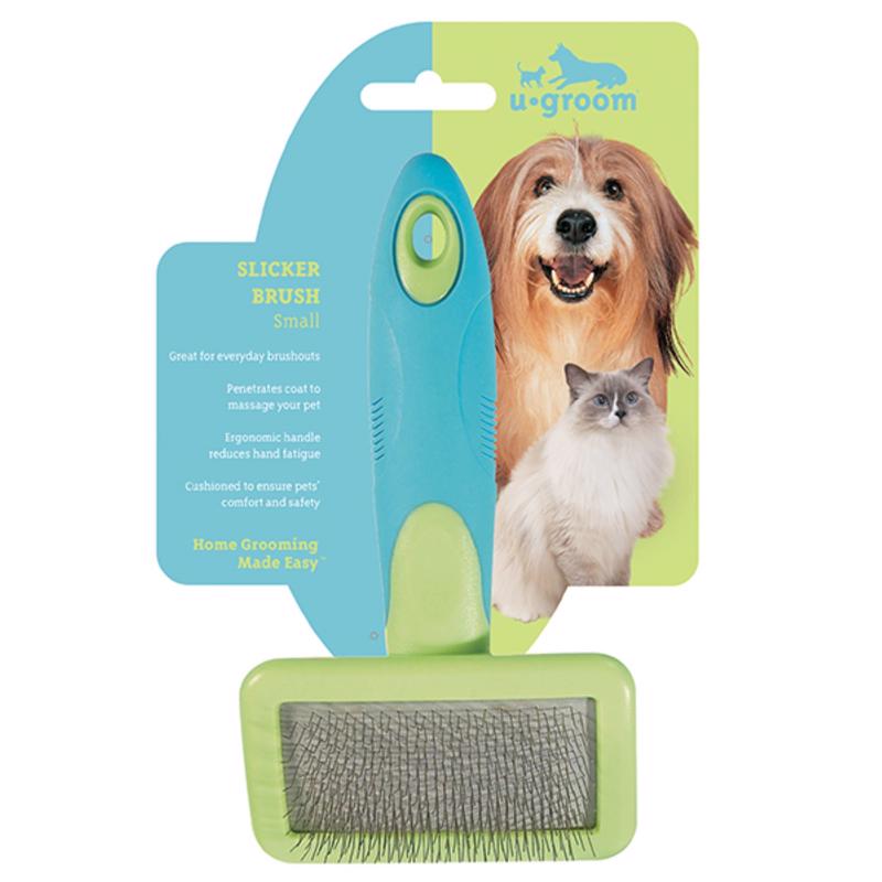 Emery Jensen pet grooming supplies slicker brush small for gentle detangling and de-shedding of pet fur.
