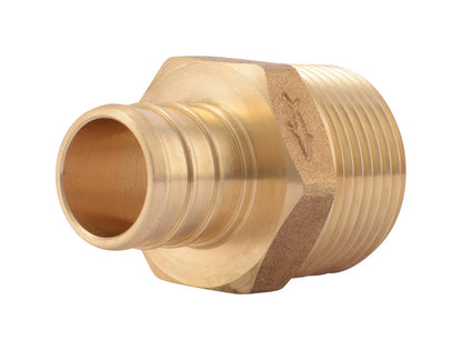 Set of 10 Emery Jensen PEX crimp fittings adapter MXBRB 3/4 inch in a bag, suitable for plumbing connections.