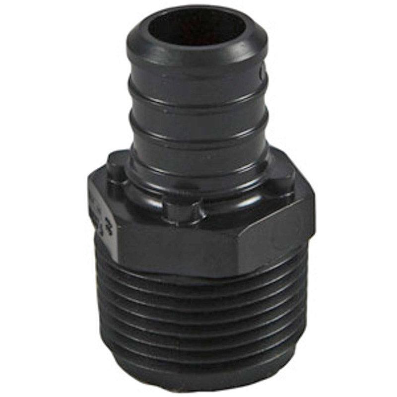 Emery Jensen PEX crimp fittings bagged set, 1/2 inch to 1/2 inch adapters, five-piece bundle for plumbing projects.