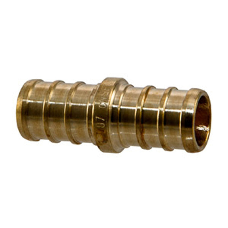Emery Jensen PEX crimp fittings bagged, including PEX coupling 1BX1B, for plumbing and piping installation.