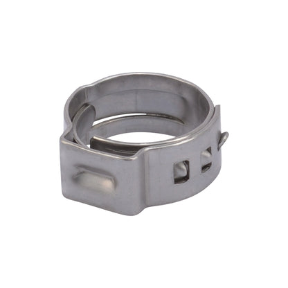 Set of 10 Emery Jensen PEX clamp rings for 3/8-inch PEX manifolds, used to secure PEX piping connections.