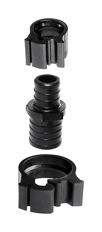 Emery Jensen PEX RDC coupling 1x3/4 inch 3-piece PEX pipe fitting for plumbing applications.