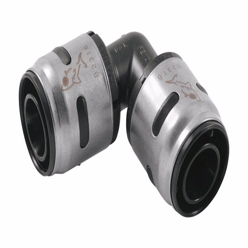 Emery Jensen ELBW EVOPEX 3/4x3/4" PEX push fittings in a bag, plumbing fittings for PEX pipe connections.