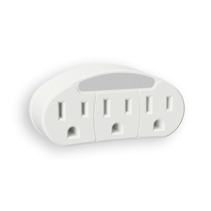 Emery Jensen Nite Lite with photocell sensor and three outlets, outdoor weatherproof electrical outlet for nighttime use.