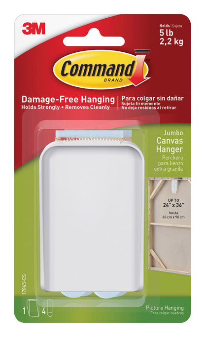 White jumbo canvas hanger from Emery Jensen, sturdy picture hanging hardware for easy wall mounting of large canvases.