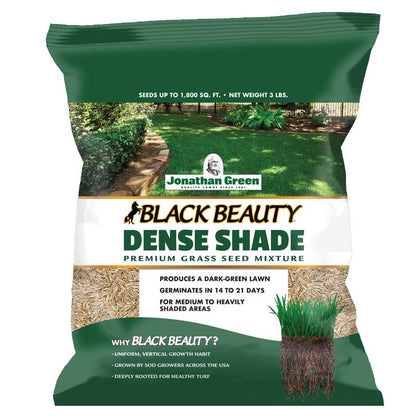 Emery Jensen dense shade grass seed, 3-pound package, ideal for shaded lawns, shown in a clear image of the seed bag.