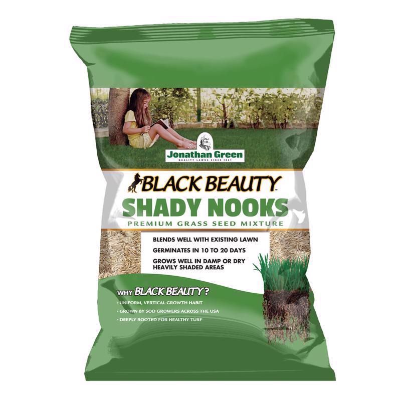 Emery Jensen Shady Nooks Grass Seed 3# package, ideal for shady lawns, with green grass seed visible on the packaging.