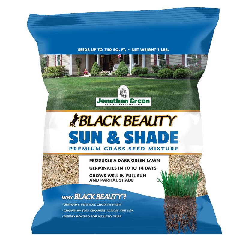 Sun&shade Seed Mix 1# grass seed package by Emery Jensen, showing a bag of grass seed for sun and shade areas.