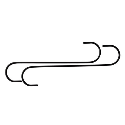 Two black 12-inch Emery Jensen extension hooks for plant hardware and accessories, shown hanging on a wall.