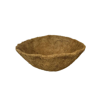 Emery Jensen 14-inch planter basket with natural coconut fiber exterior, ideal for decorative indoor or outdoor plant displays.