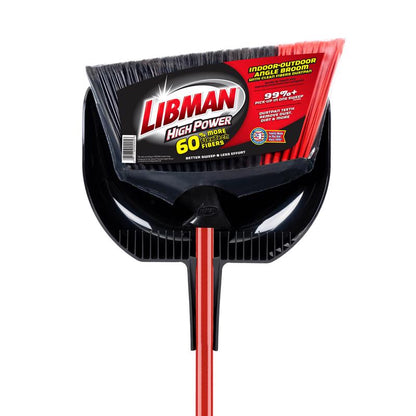Emery Jensen plastic angle broom with dustpan for quick and easy sweeping, durable plastic handle and wide cleaning head.