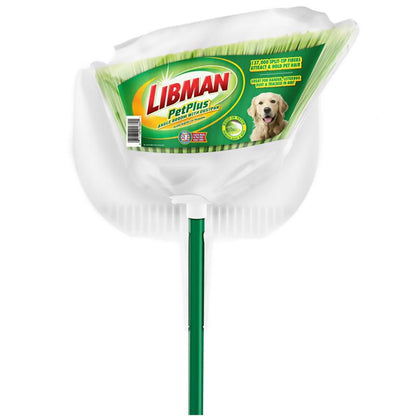 Set of four Emery Jensen plastic angle brooms with dustpans, 6-inch wide cleaning tools ideal for quick indoor and outdoor messes.