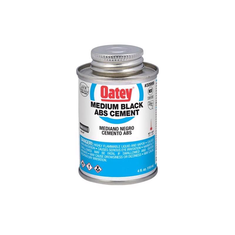 Emery Jensen ABS plastic cement and primer in a 4oz container, used for bonding and sealing plastic materials.