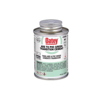 Emery Jensen plastic cement and primer for ABS to PVC pipes, 4oz bottle, suitable for plumbing and pipe repair.