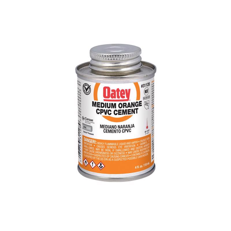 Emery Jensen Cement CPVC plastic cement and primer in a 4oz container, used for PVC pipe and fitting bonding.