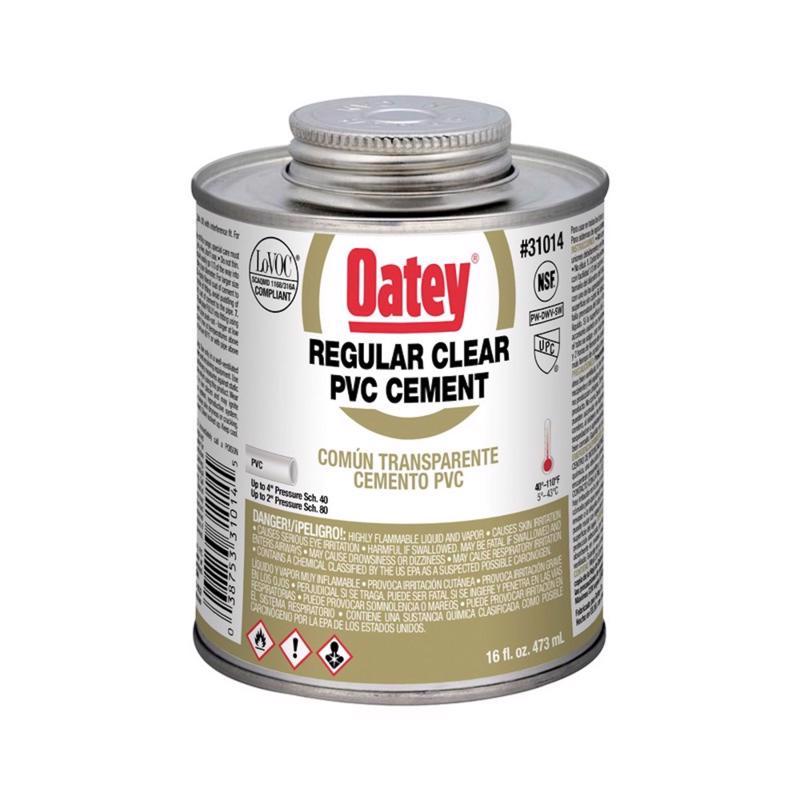 Emery Jensen plastic cement and primer in a 16oz container, suitable for PVC and plastic repair or bonding.