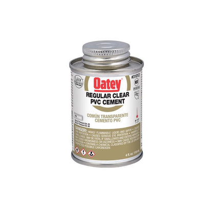 Emery Jensen plastic cement and primer in a 4oz container, suitable for PVC and plastic bonding.