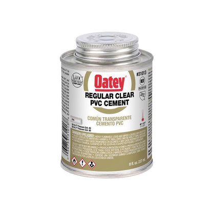 Emery Jensen plastic cement and primer in an 8oz container, designed for PVC and cement bonding applications.