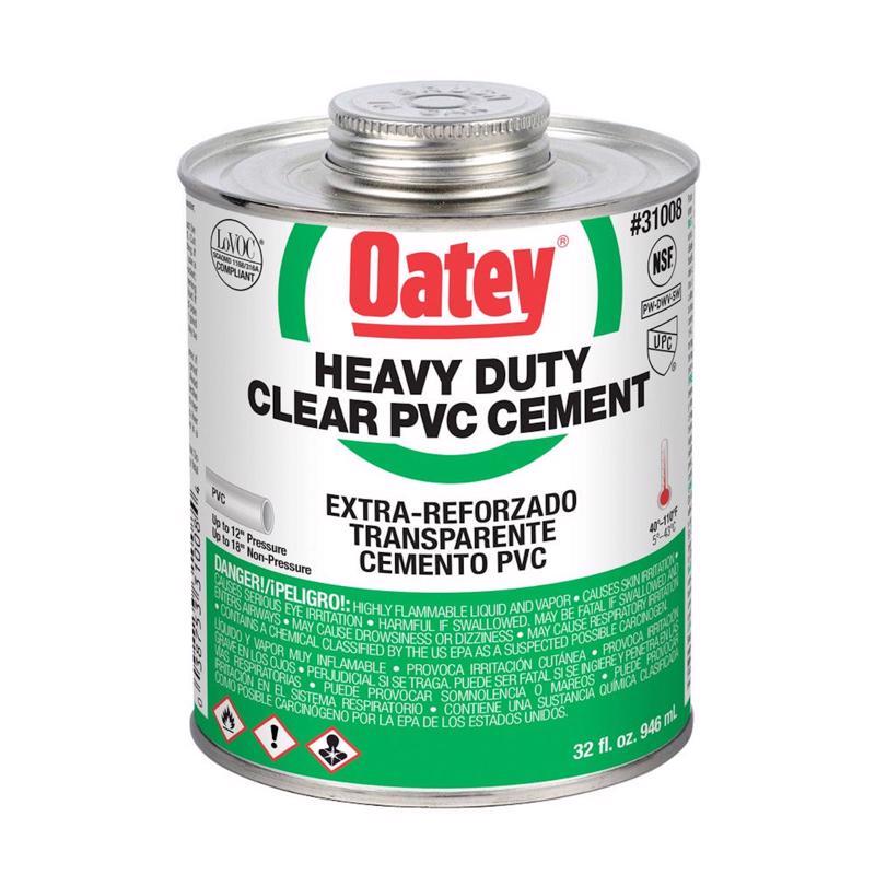 Heavy 32oz Emery Jensen PVC plastic cement and primer for durable plastic pipe bonding and sealing.