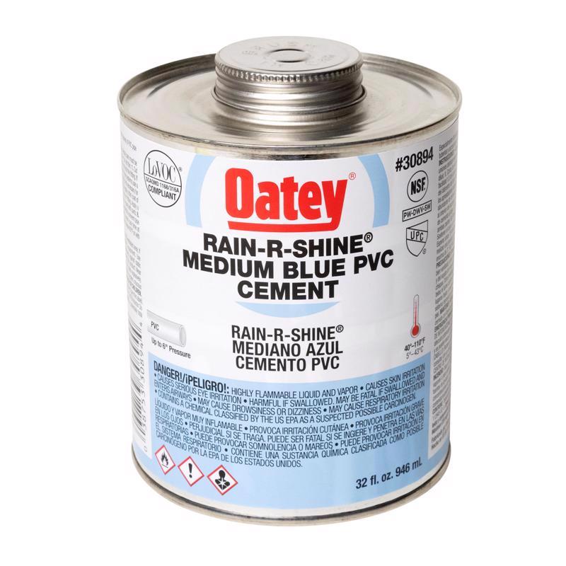 Plastic cement primer by Emery Jensen, Rain-r-shine 32oz container, showing the white plastic cement and primer product.