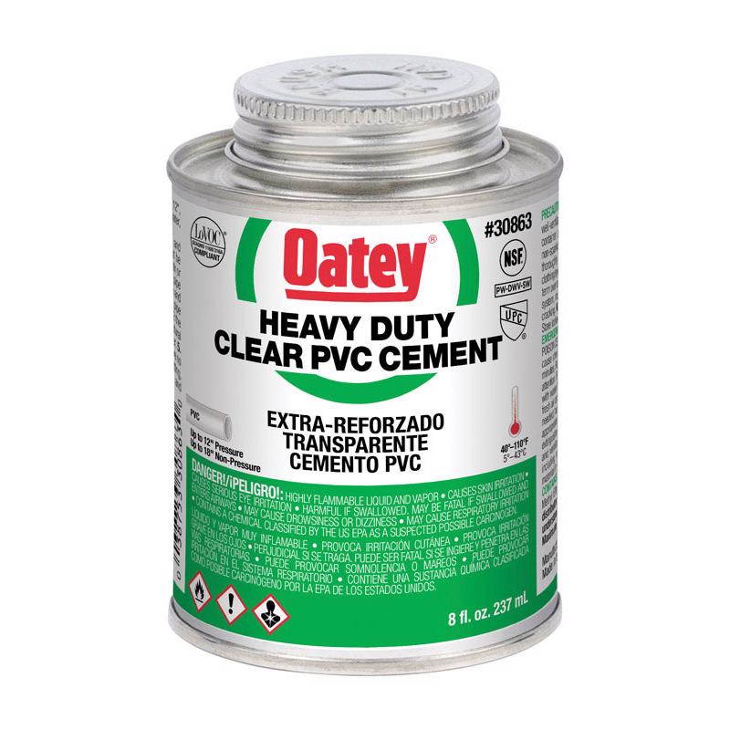 Emery Jensen PVC cement heavy 8oz bottle, plastic cement, primer, and cleaner for plumbing and PVC pipe bonding.