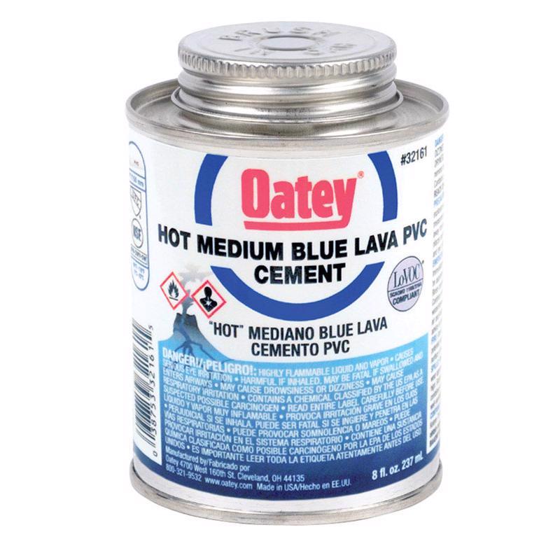 Emery Jensen PVC plastic cement and primer in an 8 oz container, designed for bonding and sealing PVC plumbing pipes.