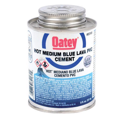 Emery Jensen PVC plastic cement and primer in an 8 oz container, designed for bonding and sealing PVC plumbing pipes.
