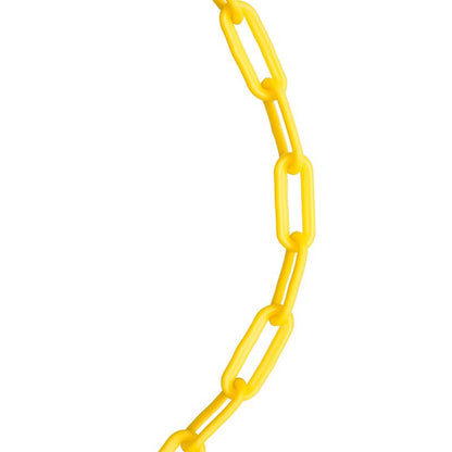 Yellow plastic chain by Emery Jensen, 0.15-inch by 125-foot length, with durable plastic construction for securing or decorating.
