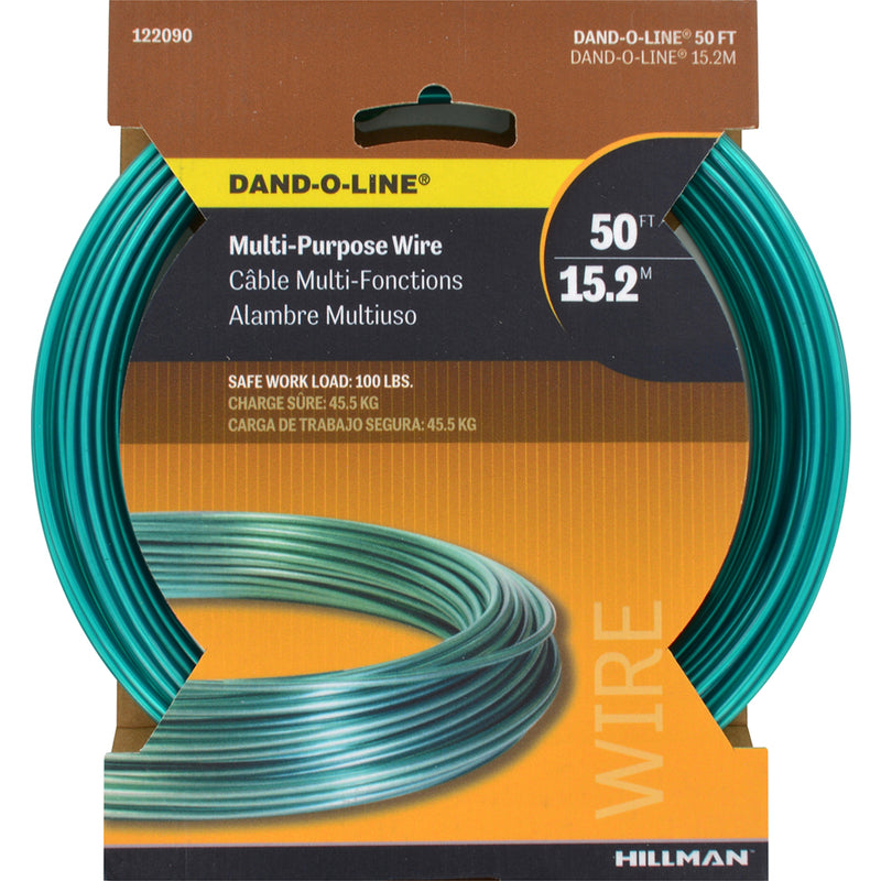 Plastic coated Dandoline wire coatd 50' by Emery Jensen, showing the sturdy, flexible plastic coating on the metal wire.