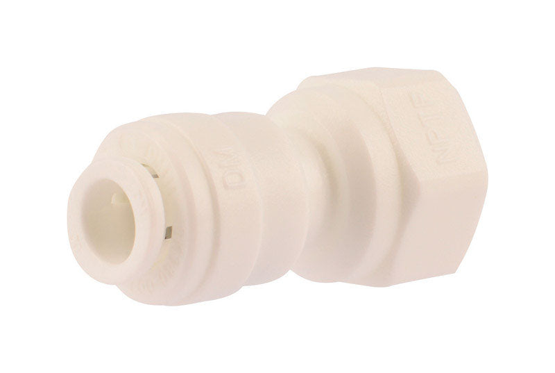 Emery Jensen plastic CTS push fittings with 1/4 inch female threaded push connector for plumbing applications