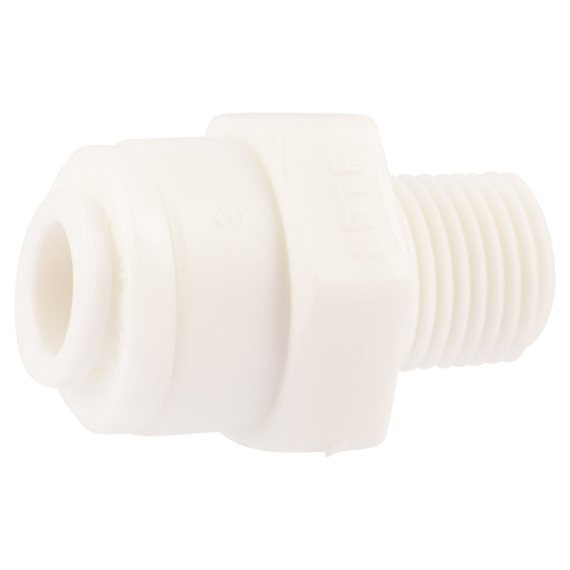 Emery Jensen plastic CTS push fittings, 1/4x1/8 inch push thru adapter for plumbing connections, shown in image.
