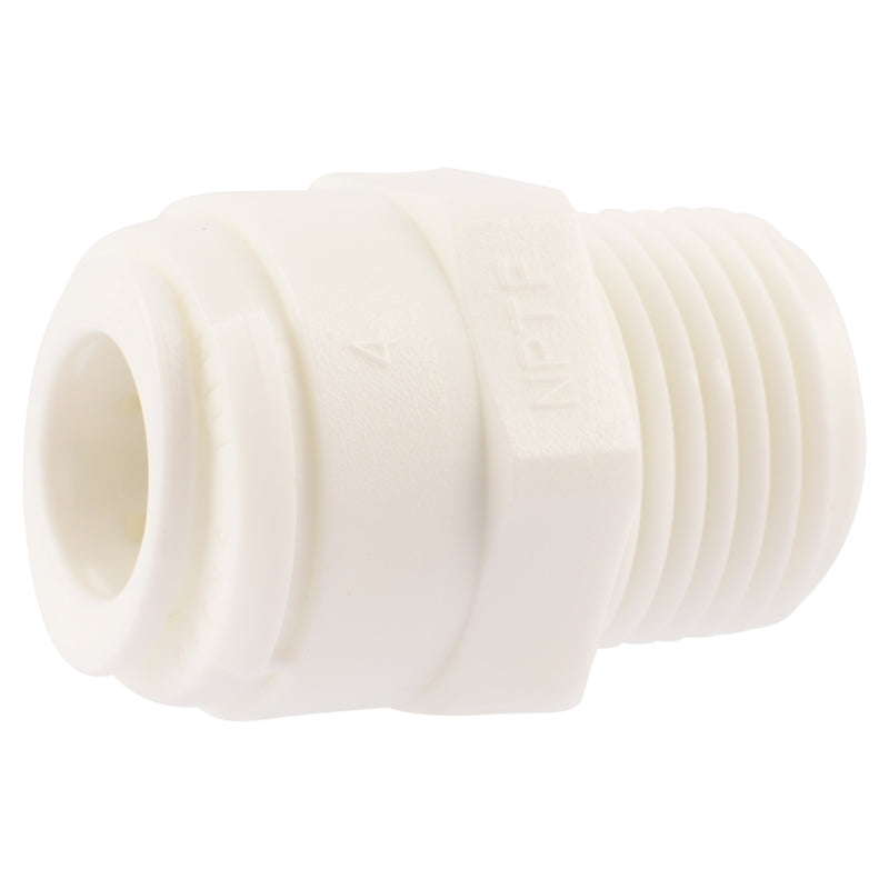 Emery Jensen plastic CTS push fittings, 3/8x3/8 inch push thread adapter, durable plumbing connector for flexible piping.