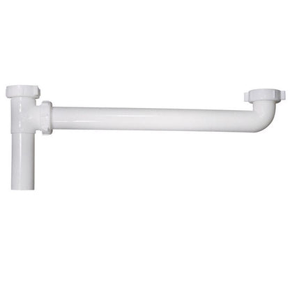 Plastic end connector waste drain, 1.5x16 inches by Emery Jensen, used for plumbing and waste pipe connections.