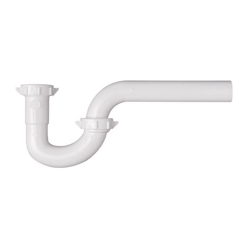 Plastic P-trap Emery Jensen 1.5-inch by 1.25-inch for plumbing, made of durable plastic material.