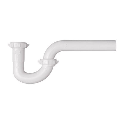 Plastic P-trap Emery Jensen 1.5-inch by 1.25-inch for plumbing, made of durable plastic material.
