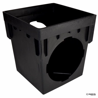Square HD plastic basin with two holes, 9 inches, from Emery Jensen, shown with drain parts for plumbing installation.
