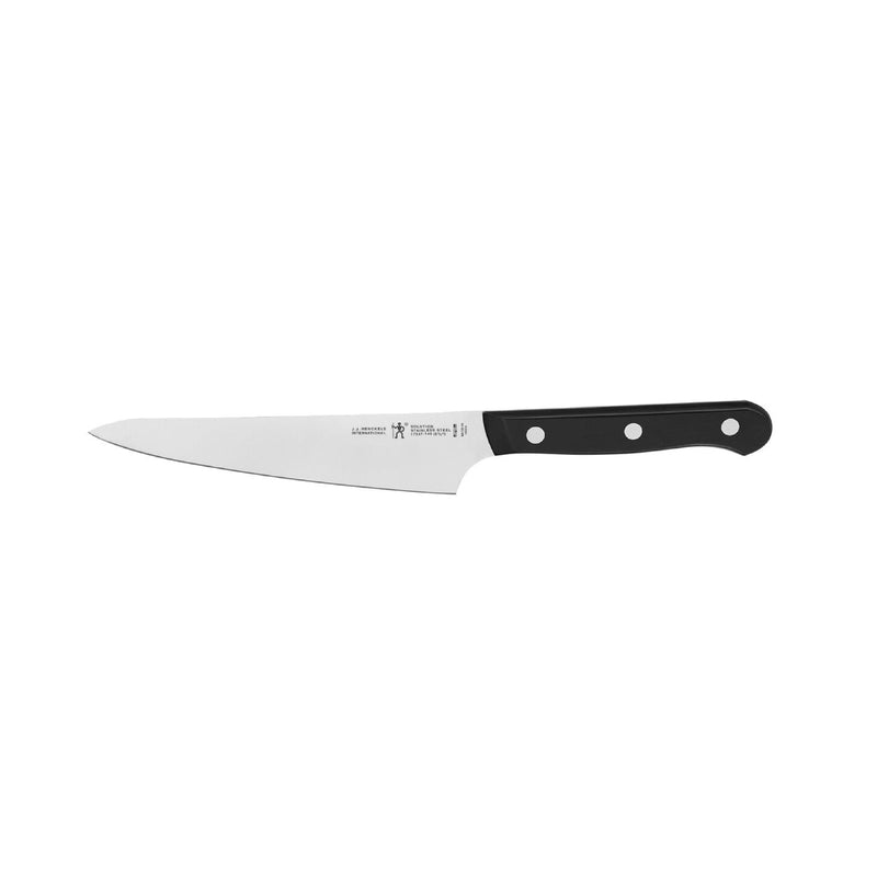 Emery Jensen 5.5-inch stainless steel chef's knife with a plastic handle, open stock, perfect for precise slicing and chopping.