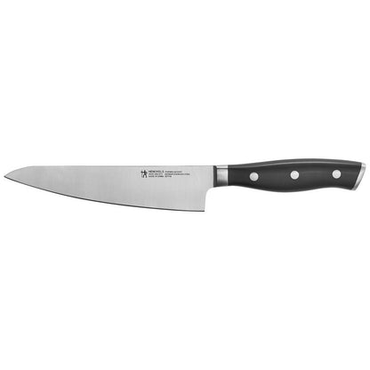 Emery Jensen 5.5-inch plastic handle open stock prep knife with black and silver blade for kitchen tasks.