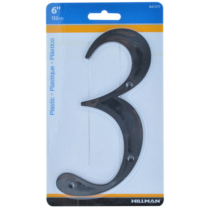 6" BLK #3 NAILON 1PC - Pack of 3