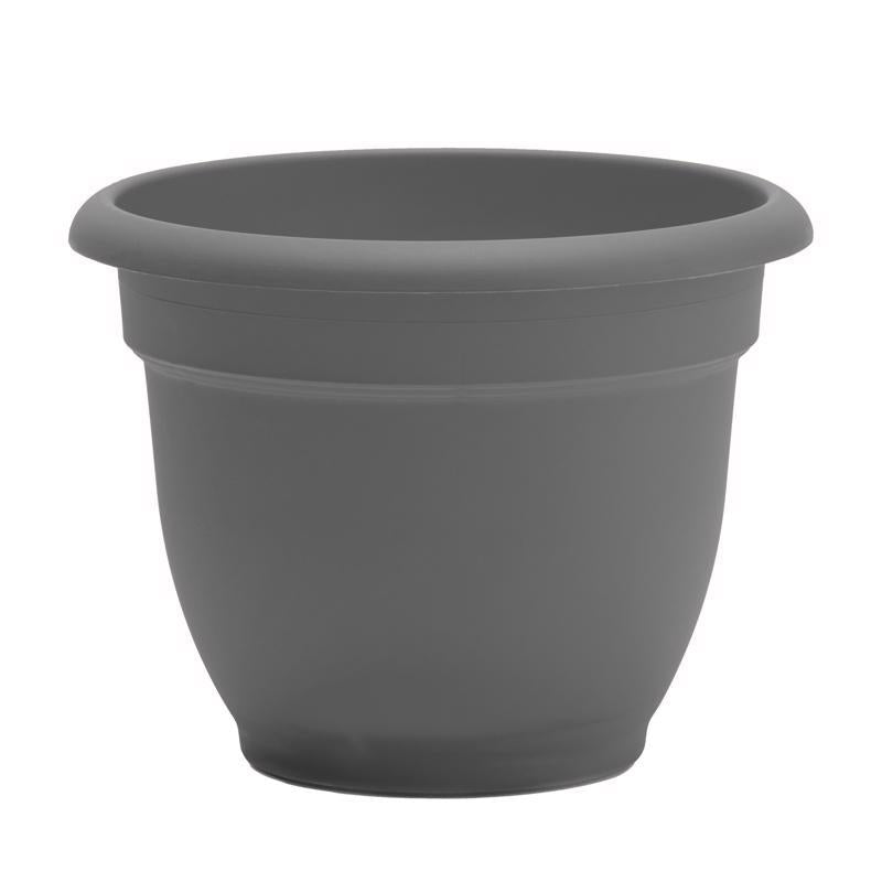 12-inch plastic resin and foam planter by Emery Jensen, featuring a modern design suitable for indoor or outdoor plants.