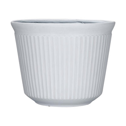 Emery Jensen PLNTR Finola round white plastic resin and foam 12-inch pool float with smooth surface and buoyant design.