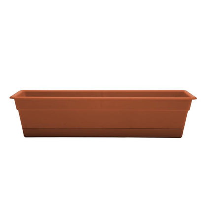 Emery Jensen 24-inch terracotta plastic resin and foam window box for outdoor garden or balcony decoration.