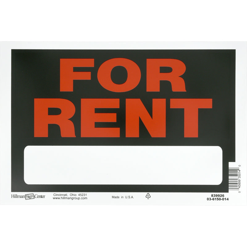 FOR RENT SIGN BLK 8X12" - Pack of 6
