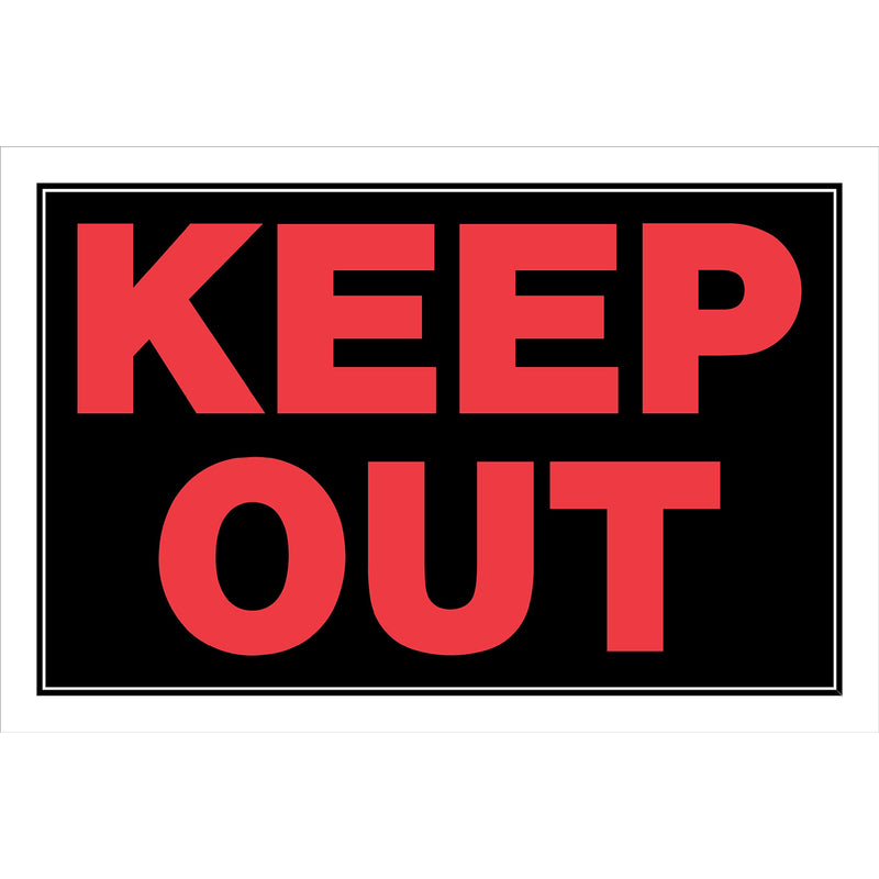 KEEP OUT SIGN BLK 8X12" - Pack of 6
