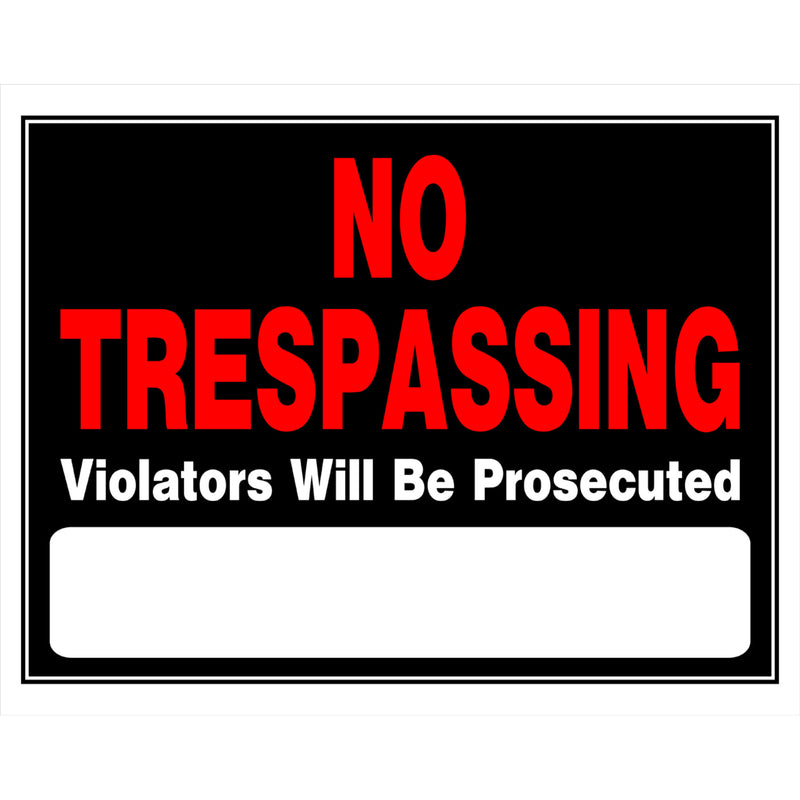 NO TRESPASS SIGN 15X19" - Pack of 6