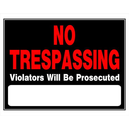 NO TRESPASS SIGN 15X19" - Pack of 6