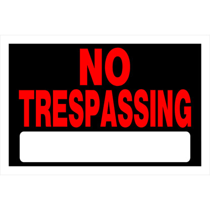 NO TRESPASS SIGN 8X12" - Pack of 6